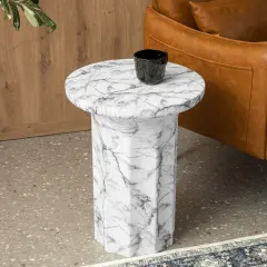 Modern MGO Faux Marble Side Table / End Table