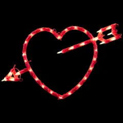 Northlight Lighted Heart and Arrow Valentine's Day Window Silhouette - 17" - Red