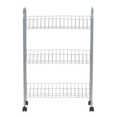 Household Essentials Slim Storage Cart, 3 Shelf Storage Cart with Wheels, Perfect for Laundry Rooms, Bathrooms, Pantries, Kitchens and More