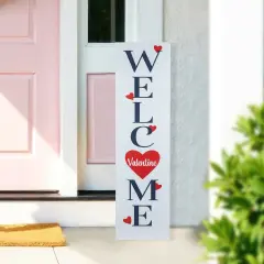 Northlight 38" Welcome Valentine's Day Wooden Porch Board Sign Decoration White