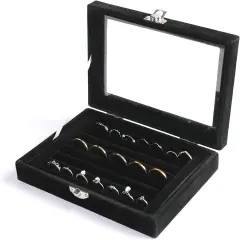 7 Slot Rings/Earring Organizer Tray with Clear Lid Jewelry Box