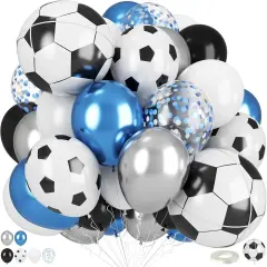 18 Inch Soccer Ball Foil Print Balloon(Blue Silver)