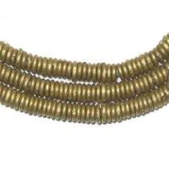 The Bead Chest Kenya Brass Heishi Beads - Full Strand of 3mm African Metal Disk Spacers