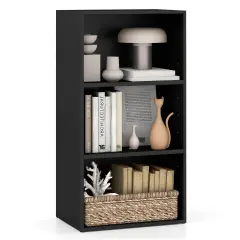 Costway 3 Open Shelf Bookcase Modern Multi-functional Storage Display Cabinet BlackWalnut