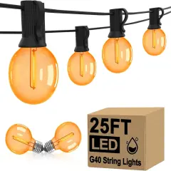 25Ft G40 Halloween Orange String Lights