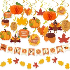 40PCS Thanksgiving Decorations - Pre-Assembled Banner & Garland