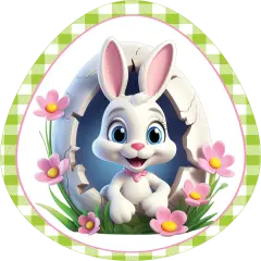 12in Waterproof Sign: Cracked Easter Bunny Egg