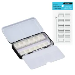 New York Central Watercolor Palette - 12 Empty Half Pans Boxes and Palette with 10 Watercolor Swatch Cards
