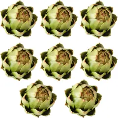 8-Pack Large Green Faux Artichokes - Artificial Vegetables and Fake Fruits