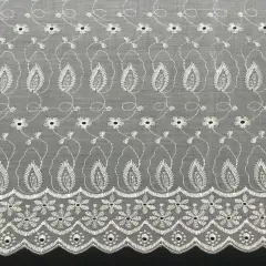 1 Yard White Medium Eyelet Fabric with Double Border and Soft, Medium Weight Texture 41/42 Inches Wide