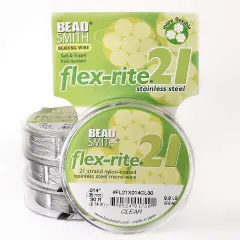 The Beadsmith Flex-Rite 21 Strand Nylon Coated, Stainless-Steel Beading Wire, Jewelry Making Supply (.014 Dia, Clear - 30 Ft)