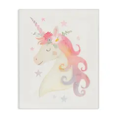 Stupell Industries Charming Unicorn Smiling Flower Crown Stars Design Canvas Design By Victoria Barnes