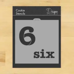 Number Six Cookie & Craft Stencil | CM146 by Designer Stencils | Cookie Decorating Tools | Baking Stencils for Royal Icing, Airbrush, Dusting Powder | Craft Stencils for Canvas, Paper, Wood | Reusable Food Grade Stencil