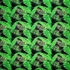1 Yard All Over Tropical Leaves Cotton Fabric, 36in L x 45in W Black/Green/Pink