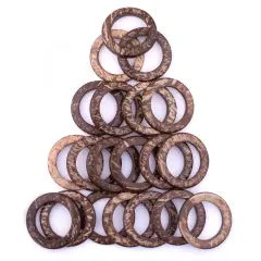 The Bead Chest Natural Coconut Shell Ring Pendants 35mm, Set of 20 Brown Wood Large Hole