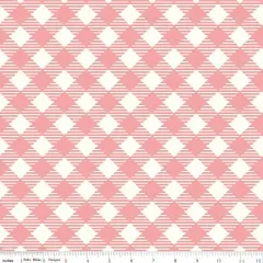 Pink Coral Lori Holt Bee Ginghams Cotton Wideback Fabric per yard