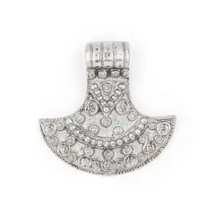 The Bead Chest Silver Patterned Shield Pendant (50x50mm)