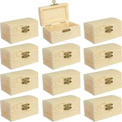 12 Pieces Small Wooden box Unfinished Wood