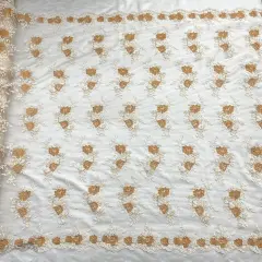 1 Yard Corded Bridal Lace Fabric Embroidered Net Mesh Sage Pink 53" Width Beige/Gold