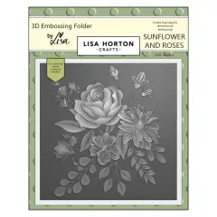 Lisa Horton Crafts Embossing Folder 6"X6"-Sunflowers And Roses