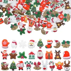Christmas Resin Charms for Crafts,100 Pcs Flatback Slime Charm Beads Miniature Ornaments for Christmas Embellishments