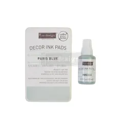 Decor Ink Pad - Paris Blue - 1 magnetic case + dry ink pad + 10ml ink bottle ink 