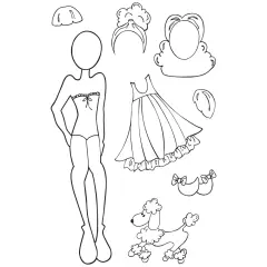 Julie Nutting Doll Stamp - Halie - 8"x5.25" sheet size, total 8 pcs