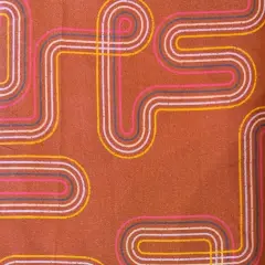 Orange Rust Linear Labyrinth 44"/45" Rayon Fabric Per Yard