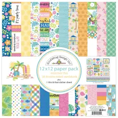Doodlebug Double-Sided Paper Pack 12"X12" 12/Pkg-Summer Fun