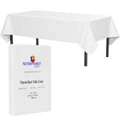 Exquisite Vinyl Tablecloth &ndash; 54" x 108" &ndash; Pack of 1 &ndash; Rectangular Plastic Table Cover with Flannel Backing &ndash; Reusable & Waterproof Tablecloth for Events and Parties White
