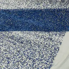 1 Yard Glitter Rhinestone Mesh Fabric Sparkly Sheer Material for Costumes, Gowns & Decor Royal Blue