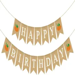 Jute Burlap Happy Birthday Banner (Multicolor)