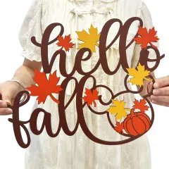 Hello Fall Wood Sign Decoration