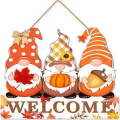 Fall Welcome Door Sign Gnomes Decoration
