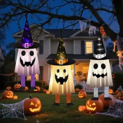 3PCS Halloween Hanging Light up Ghosts