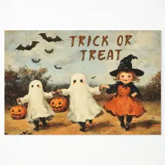 Primitive Victorian Halloween Canvas Wall Art,