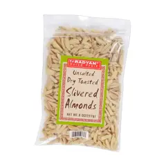 Unsalted Slivered Almonds Dry Toasted 8 Oz