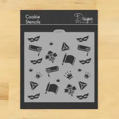 Purim Cookie & Craft Stencil | CM119 by Designer Stencils | Cookie Decorating Tools | Baking Stencils for Royal Icing, Airbrush, Dusting Powder | Craft Stencils for Canvas, Paper, Wood | Reusable Food Grade Stencil
