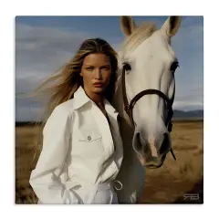 Stupell Industries Equestrian Girl & White Horse Canvas Wall Art Design by RB