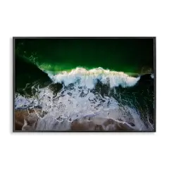 Stupell Industries Deep Green Wave Splash Framed Giclee Wall Art Design by Rick Berk