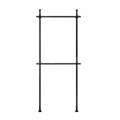 Ceiling Top & Floor Metal Closet Garment Rack Clothes Storage Hanger Organizer