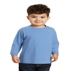 BELLA + CANVAS&reg; Toddler Jersey Crewneck Long Sleeve T-Shirt Heather columbia blu