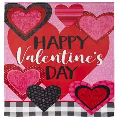 Patterned Hearts Valentine Banner 2 Sided Decorative Flag