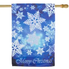 Northlight Sparkling Snowflakes "Merry Christmas" Outdoor House Flag - 28" x 40" Blue