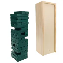 WE Games Wood Block Stacking Party Game That Tumbles Down when you play - Includes 12 in. Wooden Box and die