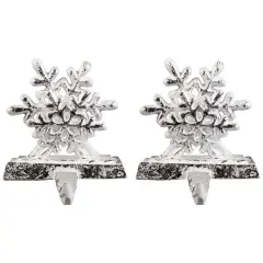 Northlight Double Snowflake Christmas Stocking Holders - 4.75" - Silver - Set of 2