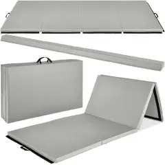 Best Choice Products 10ftx4ftx2in Folding Gym Mat 4-Panel w/ Carrying Handles & Folding Balance Beam Gray w/Beam