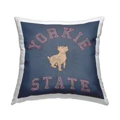 Varsity Yorkie State Decorative Printed Throw Pillow Design by Spirit Animals/Life Is High, 18 x 7 x 18