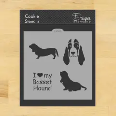 I Love My Basset Hound Cookie & Craft Stencil | CM105 by Designer Stencils | Cookie Decorating Tools | Baking Stencils for Royal Icing, Airbrush, Dusting Powder | Craft Stencils for Canvas, Paper, Wood | Reusable Food Grade Stencil
