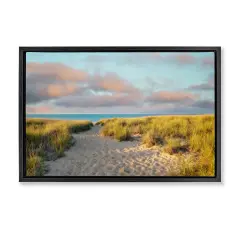 Stupell Industries Beachy Footprints Path Framed Floater Canvas Wall Art Design by Brooke T. Ryan